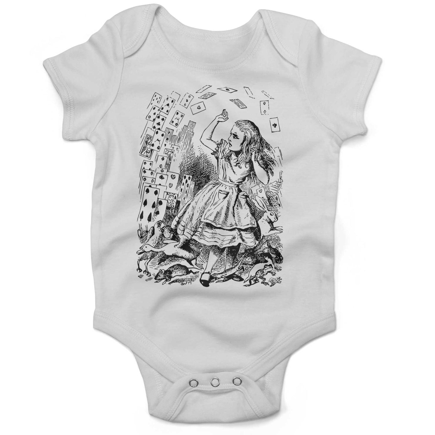 Alice In Wonderland Playing Cards Infant Bodysuit or Raglan Baby Tee-White-3-6 months