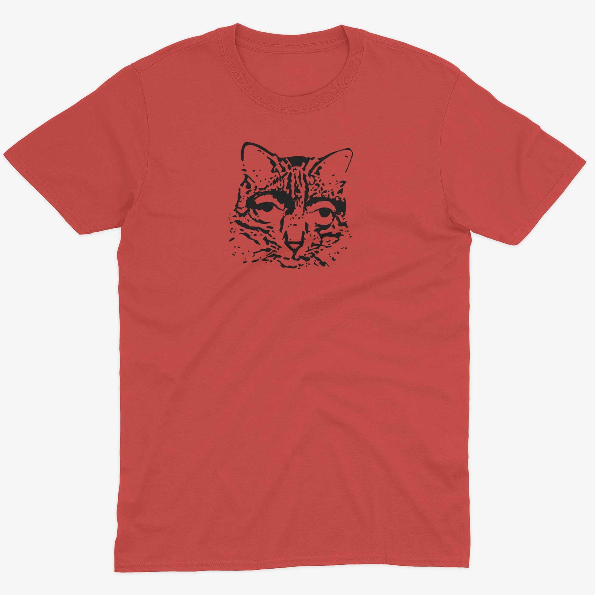 Catscemi Unisex Or Women's Cotton T-shirt-Red-Unisex