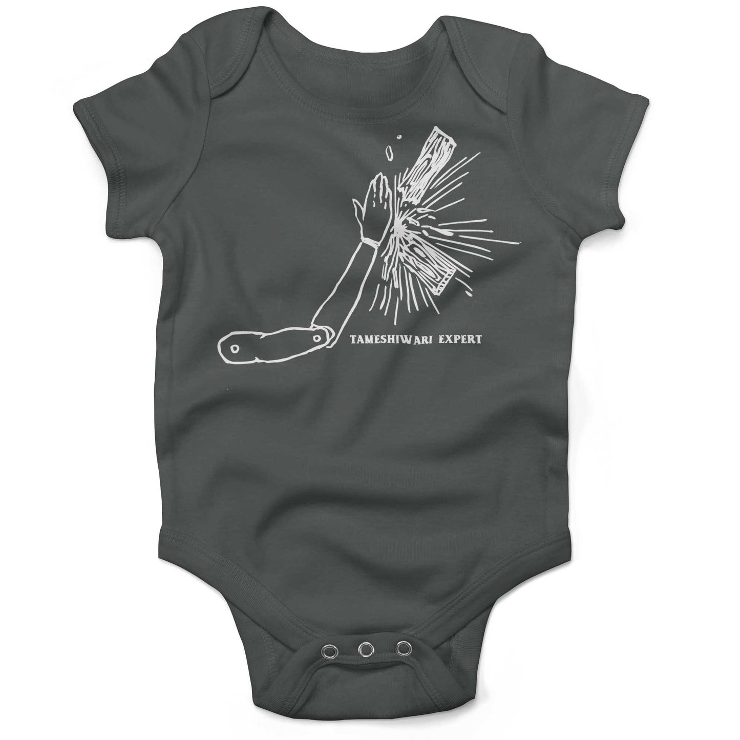Tameshiwari Expert Infant Bodysuit-Organic Asphalt-3-6 months