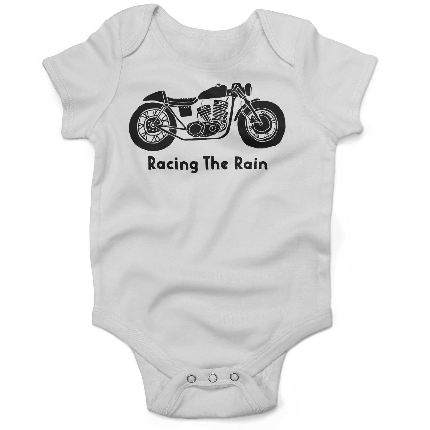 Racing The Rain Infant Bodysuit-White-3-6 months