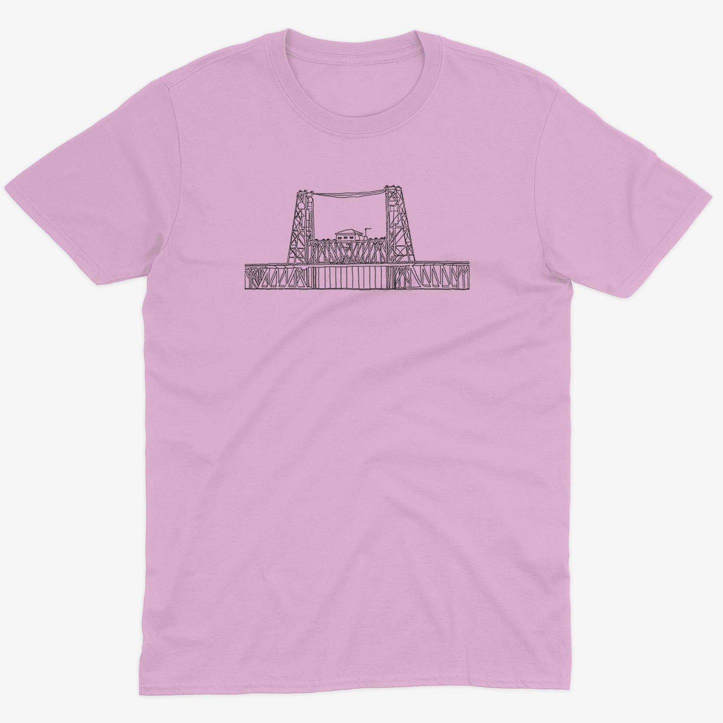 Steel Bridge Unisex Or Women's Cotton T-shirt-Pink-Unisex