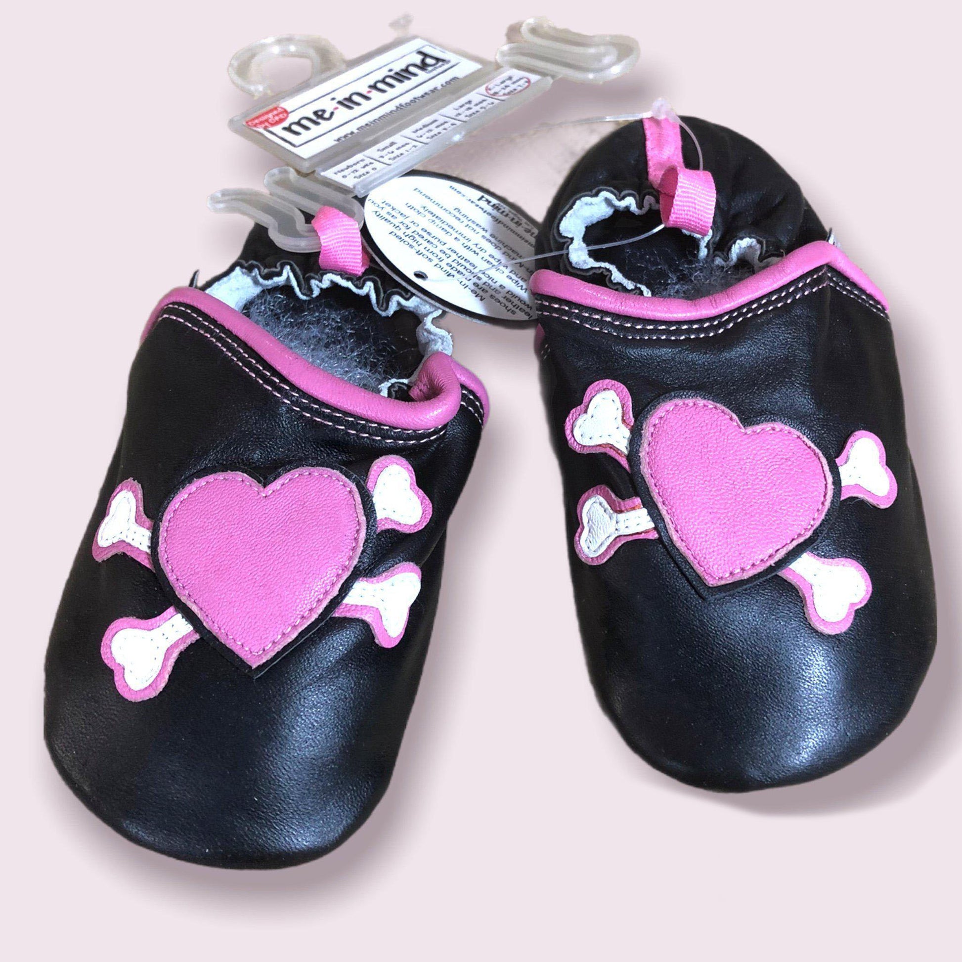 Crossbones Pink Heart Baby Shoes-12-18 months-