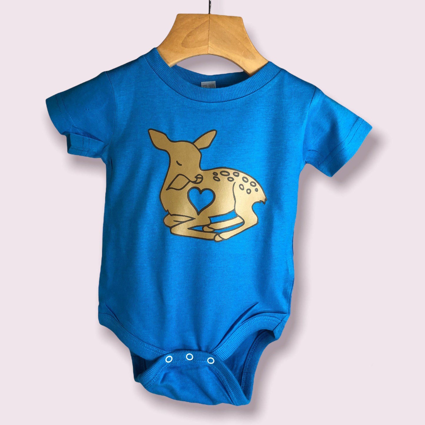 Deer Heart Blue Baby Crewneck Bodysuit-