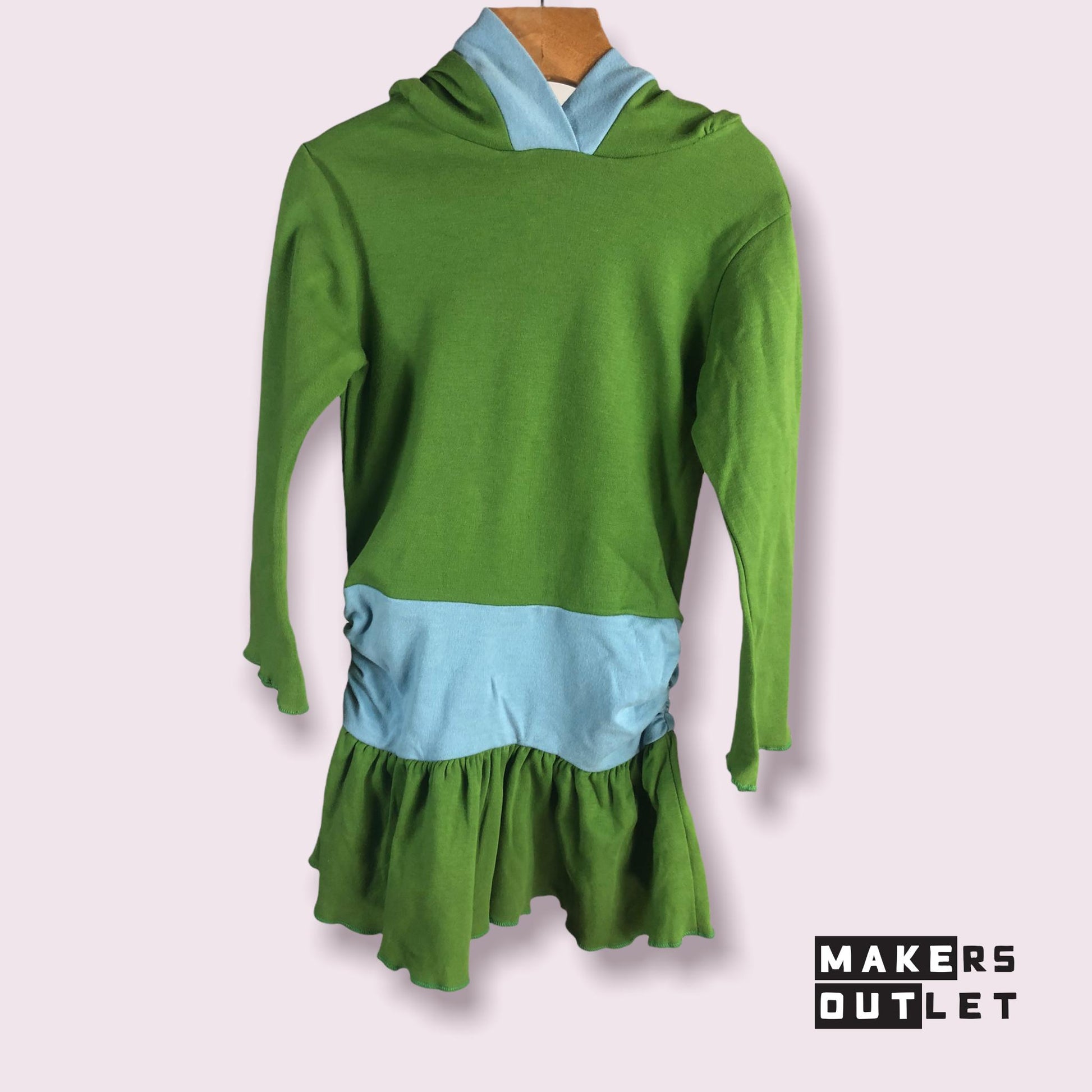 Organic Cotton Drop Waist Hoodie Toddler Dress-Baby & Toddler Dresses-10/12 YR-Green-