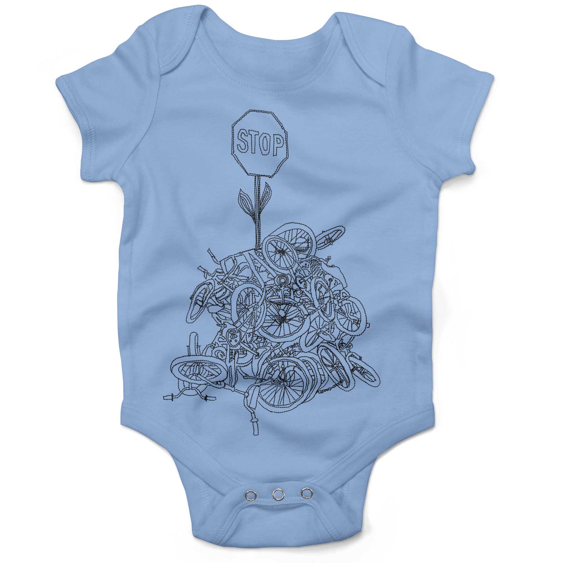 Zoobomber Bike Pyle Infant Bodysuit or Raglan Baby Tee-Organic Baby Blue-3-6 months
