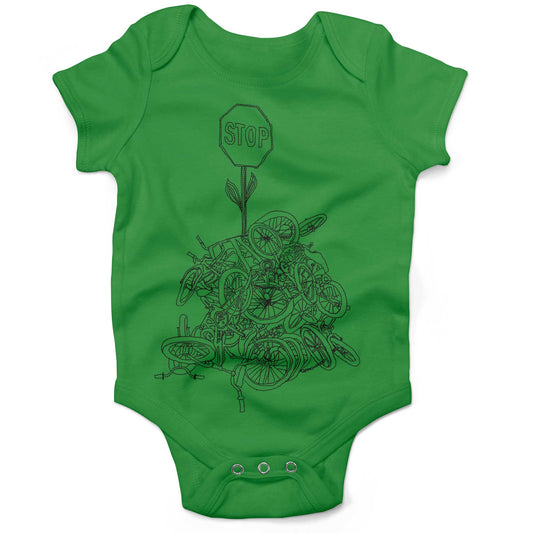 Zoobomber Bike Pyle Infant Bodysuit or Raglan Baby Tee-Grass Green-3-6 months