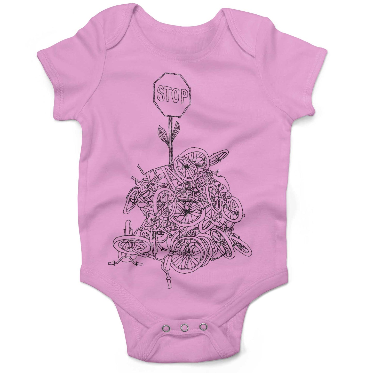 Zoobomber Bike Pyle Infant Bodysuit or Raglan Baby Tee-Organic Pink-3-6 months