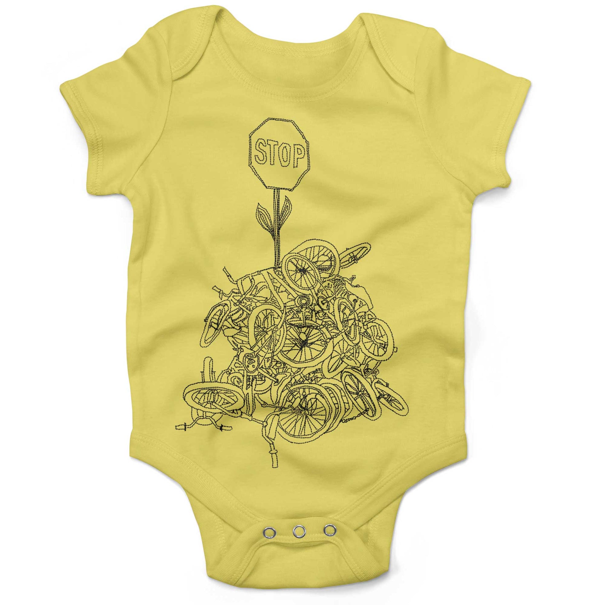Zoobomber Bike Pyle Infant Bodysuit or Raglan Baby Tee-Yellow-3-6 months