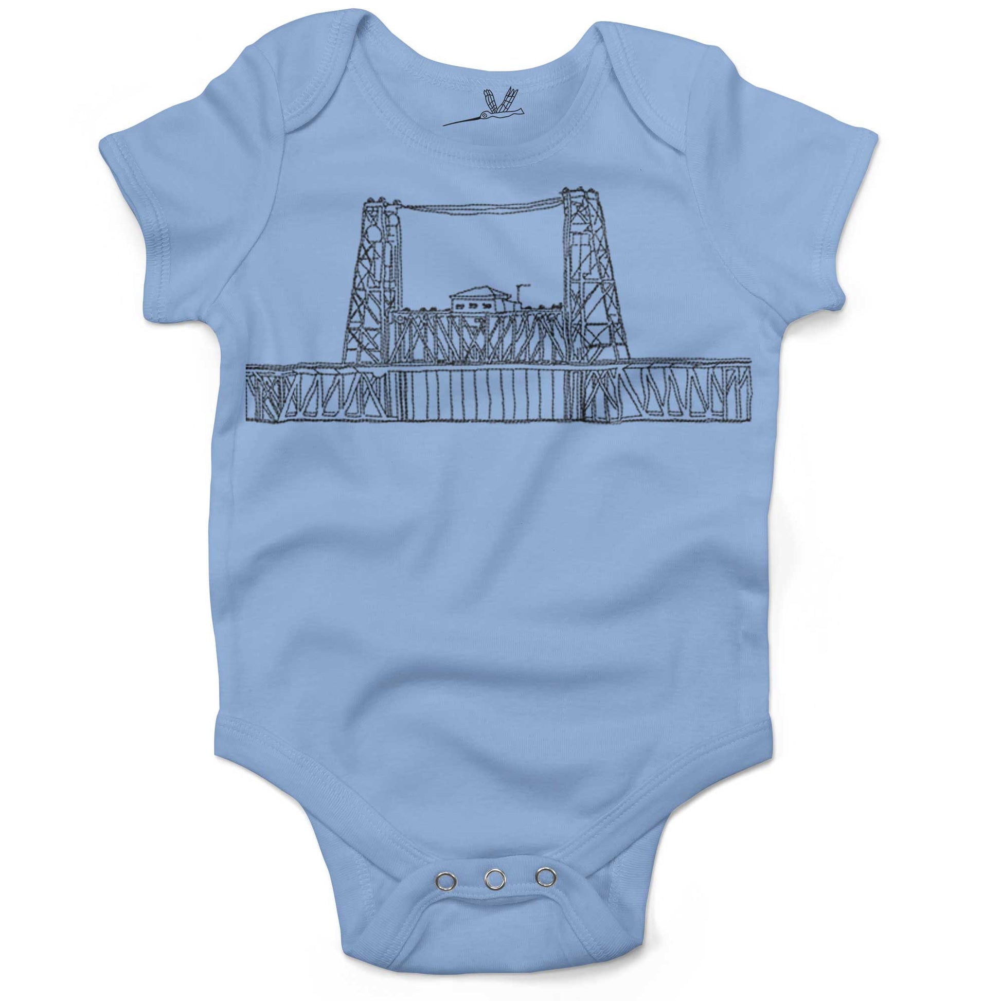 Steel Bridge Infant Bodysuit or Raglan Baby Tee-Organic Baby Blue-3-6 months