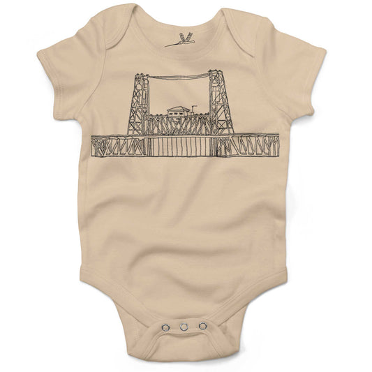 Steel Bridge Infant Bodysuit or Raglan Baby Tee-Organic Natural-3-6 months