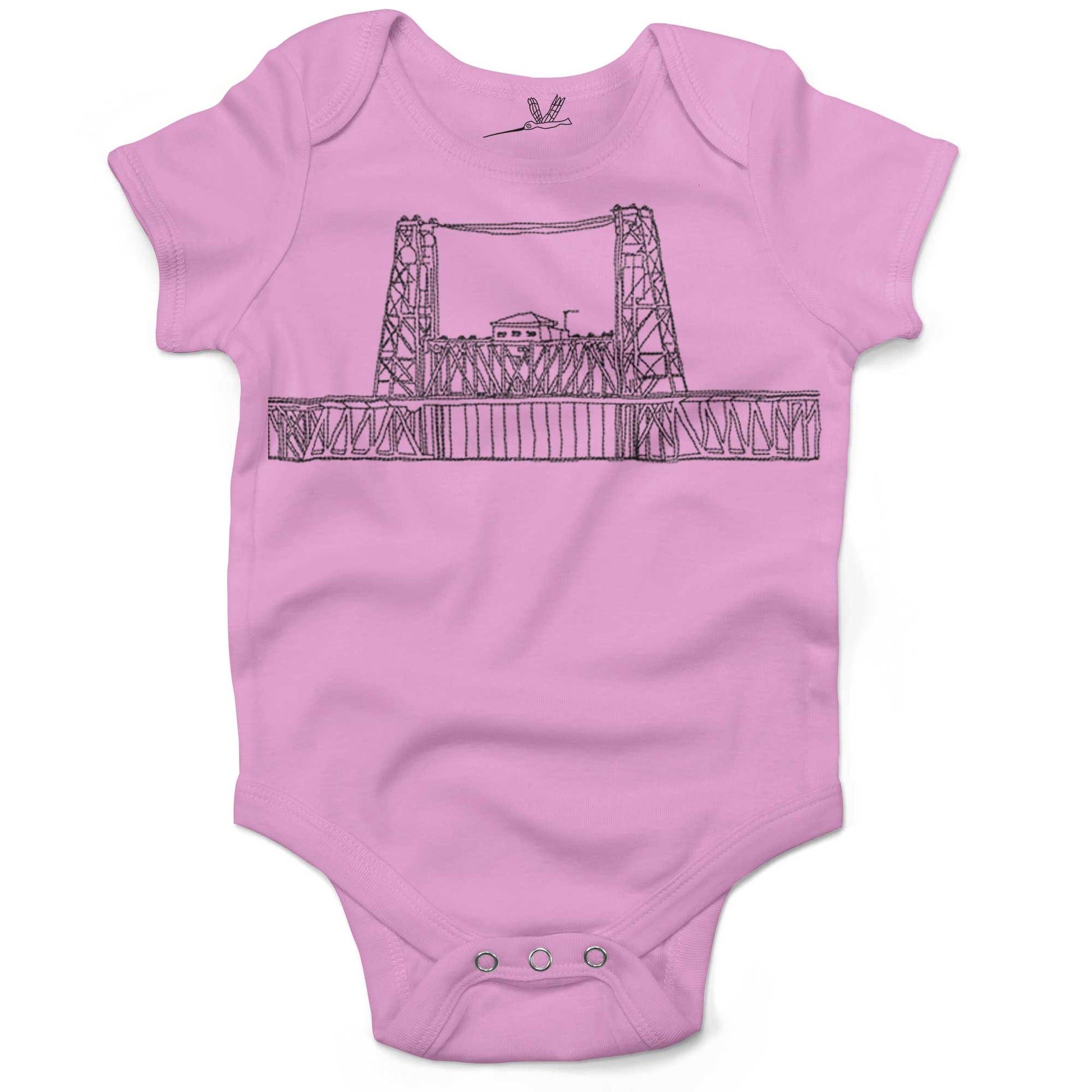 Steel Bridge Infant Bodysuit or Raglan Baby Tee-Organic Pink-3-6 months