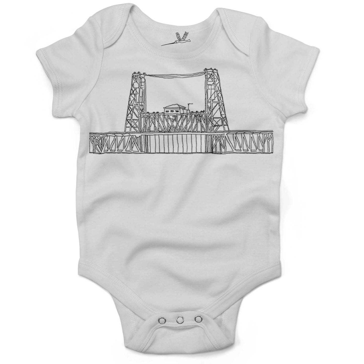 Steel Bridge Infant Bodysuit or Raglan Baby Tee-White-3-6 months