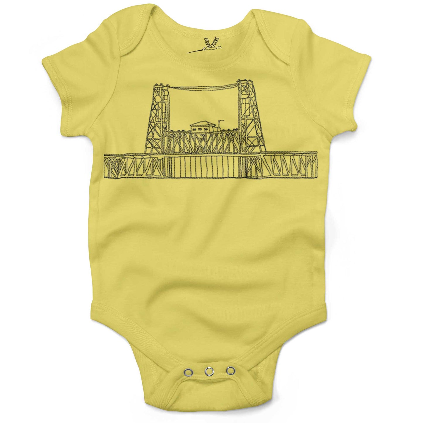 Steel Bridge Infant Bodysuit or Raglan Baby Tee-Yellow-3-6 months