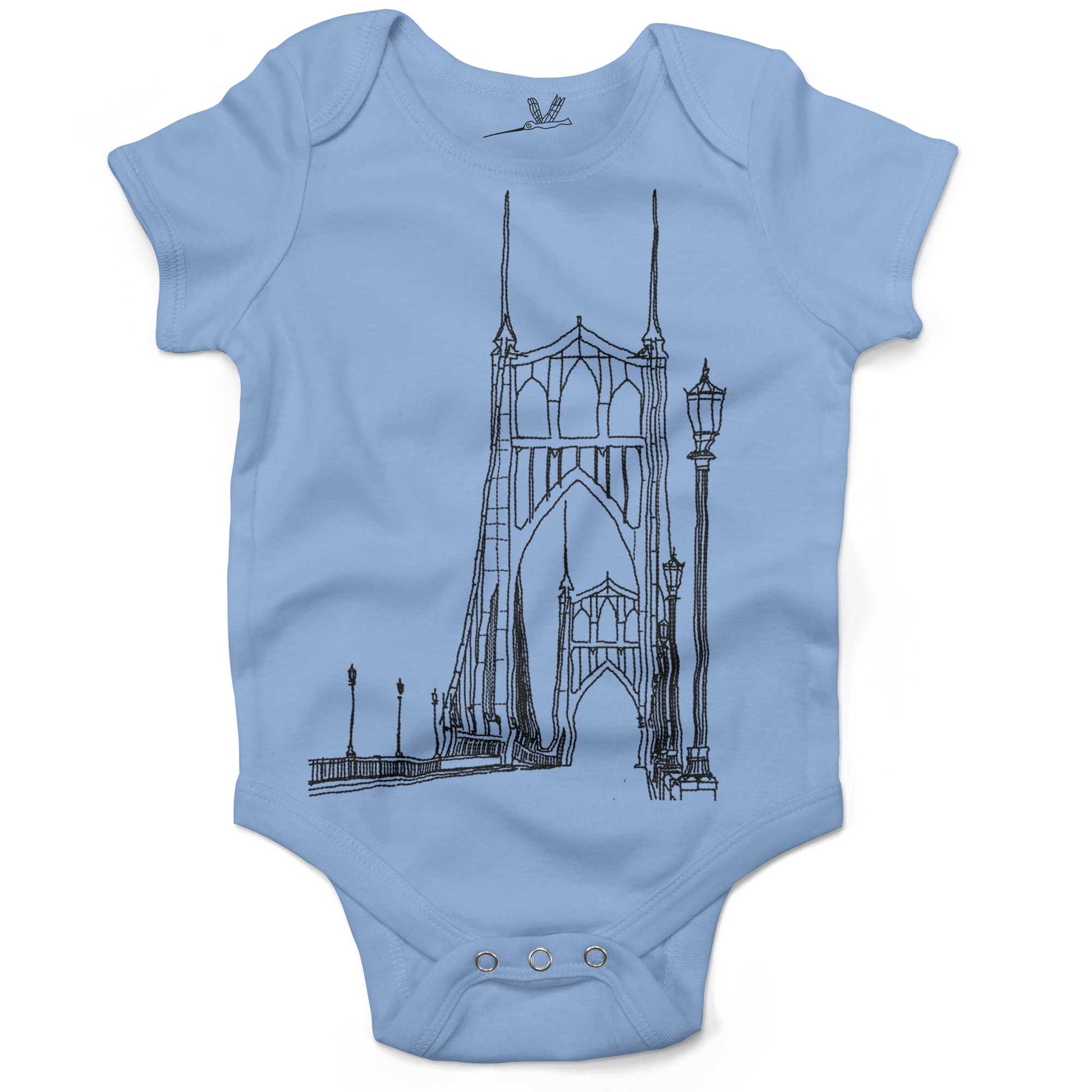 St Johns Bridge Infant Bodysuit or Raglan Baby Tee-Organic Baby Blue-3-6 months