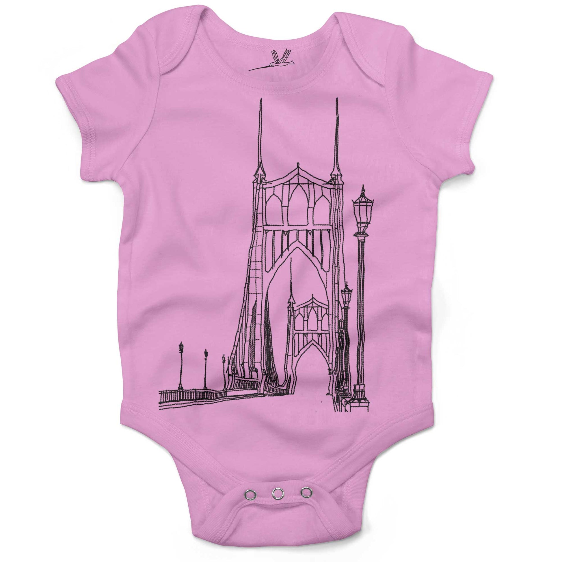St Johns Bridge Infant Bodysuit or Raglan Baby Tee-Organic Pink-3-6 months
