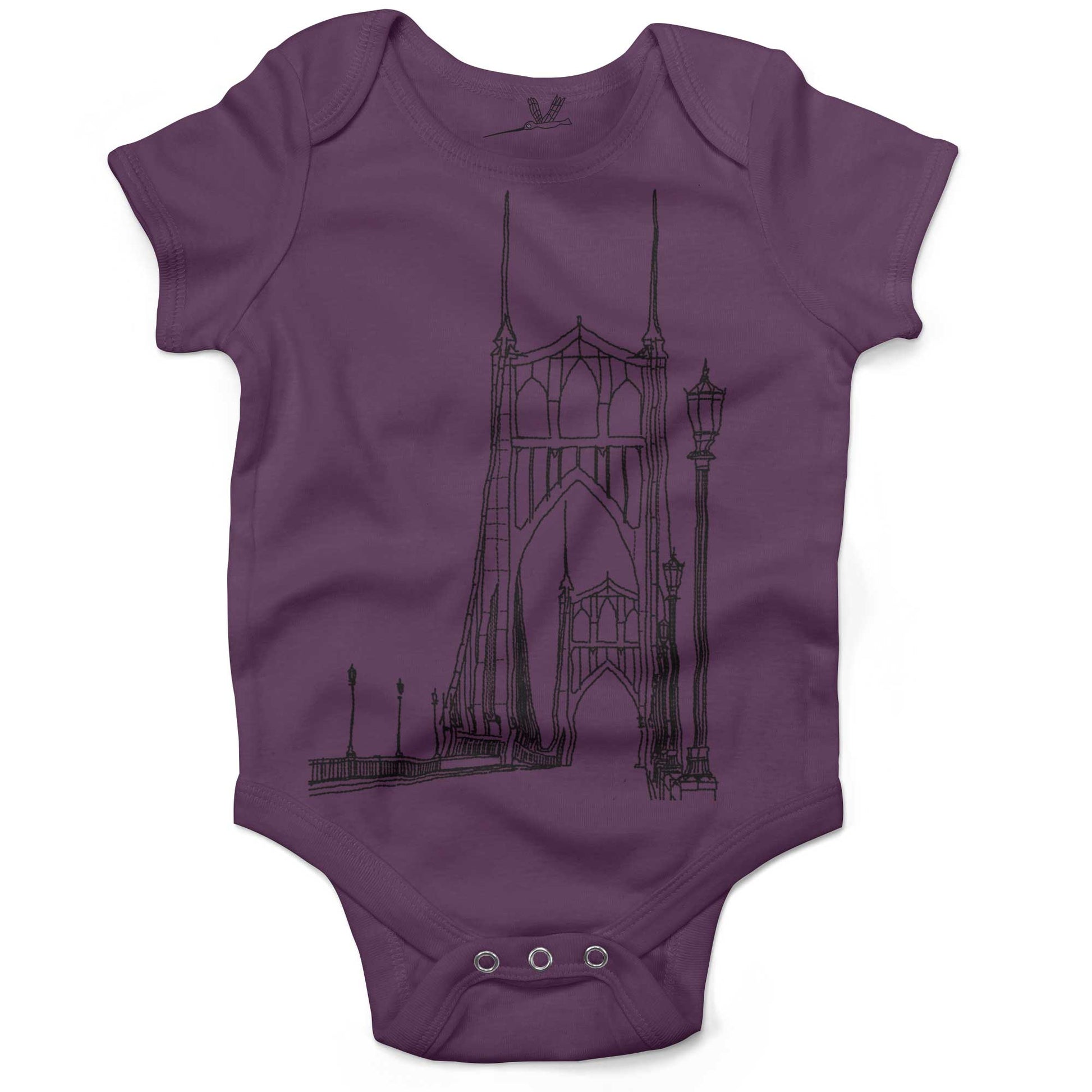 St Johns Bridge Infant Bodysuit or Raglan Baby Tee-Organic Purple-3-6 months