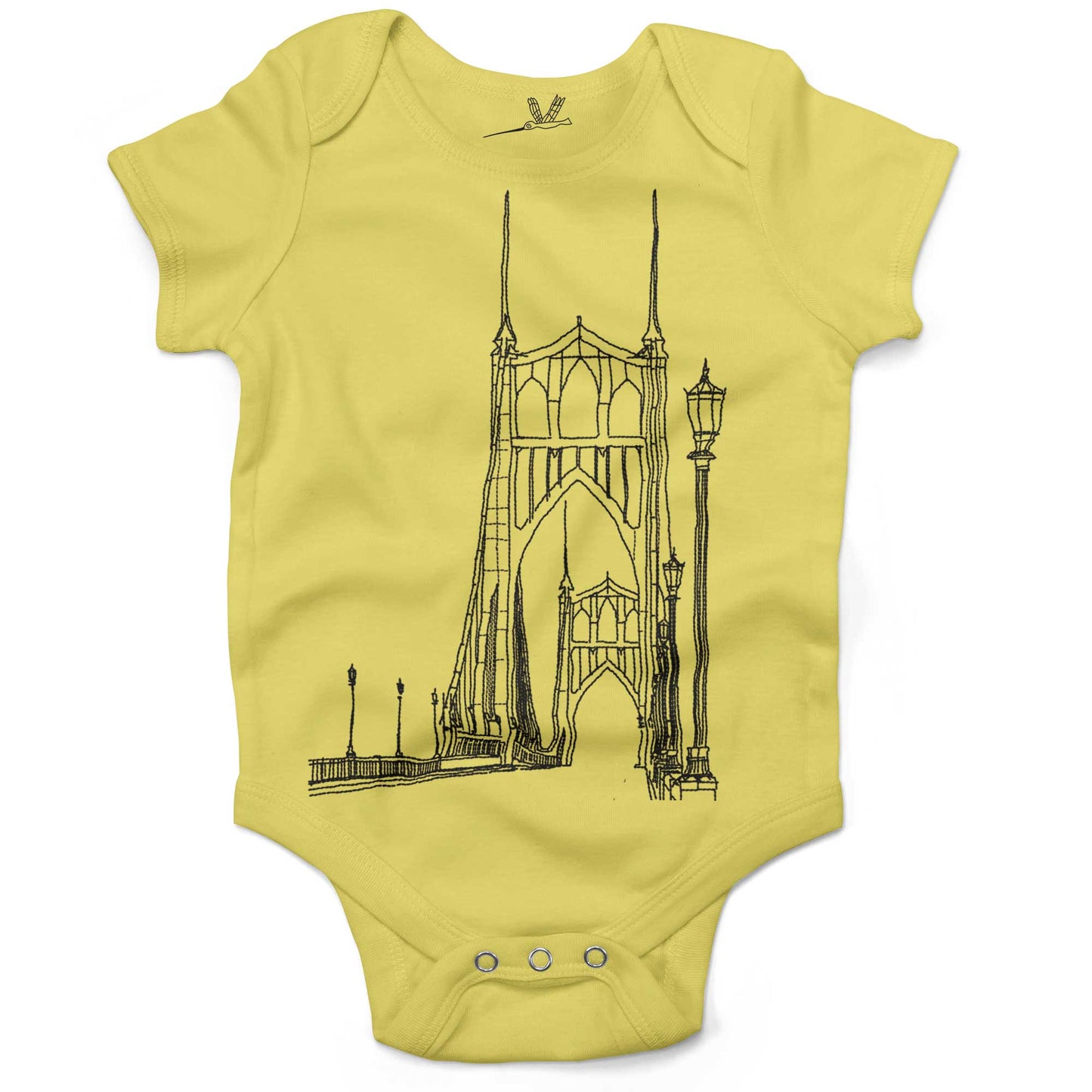 St Johns Bridge Infant Bodysuit or Raglan Baby Tee-Yellow-3-6 months