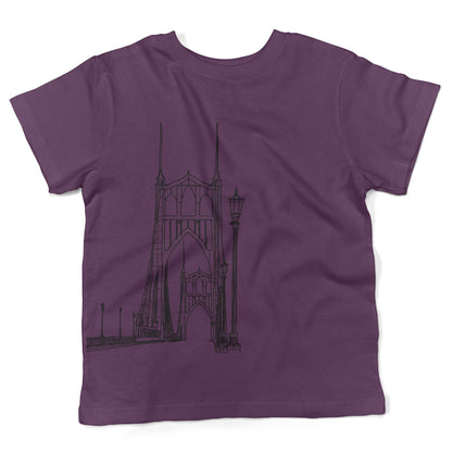 St Johns Bridge Toddler Shirt-Organic Purple-2T