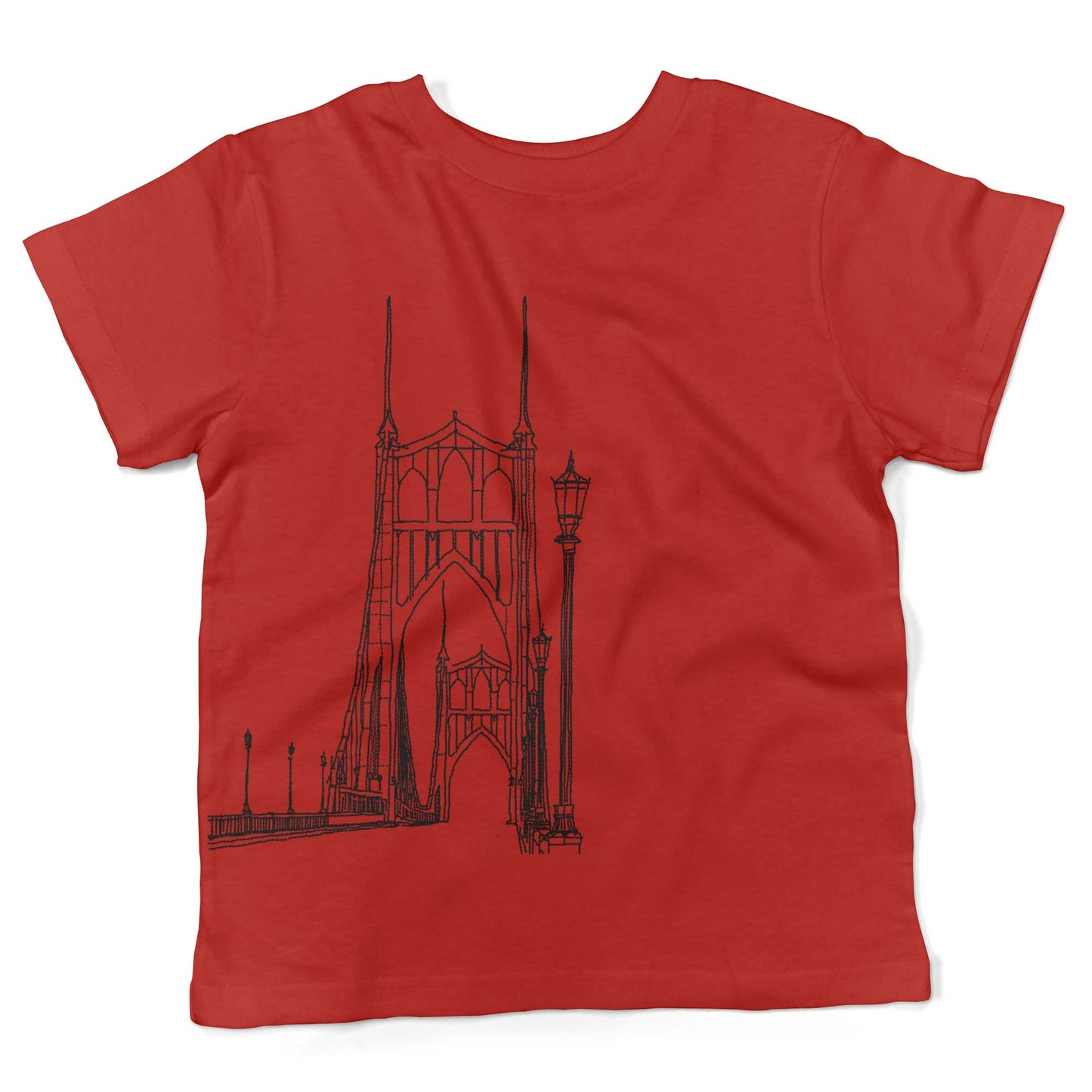 St Johns Bridge Toddler Shirt-Red-2T