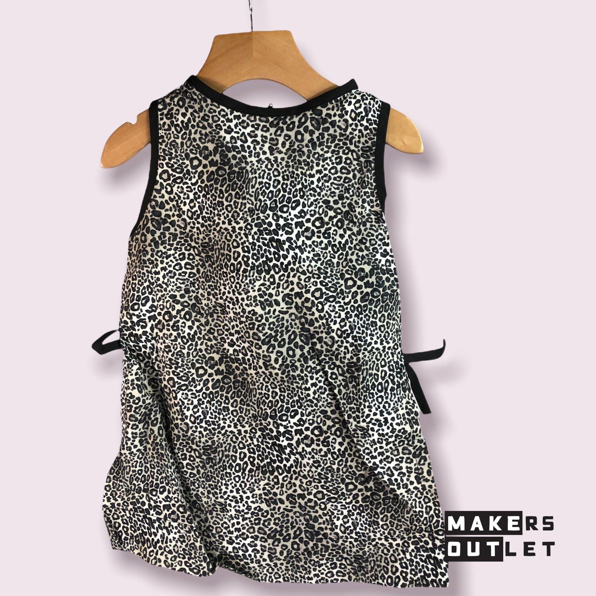 Leopard With Binding Toddler Shift Dress With Side Pleats