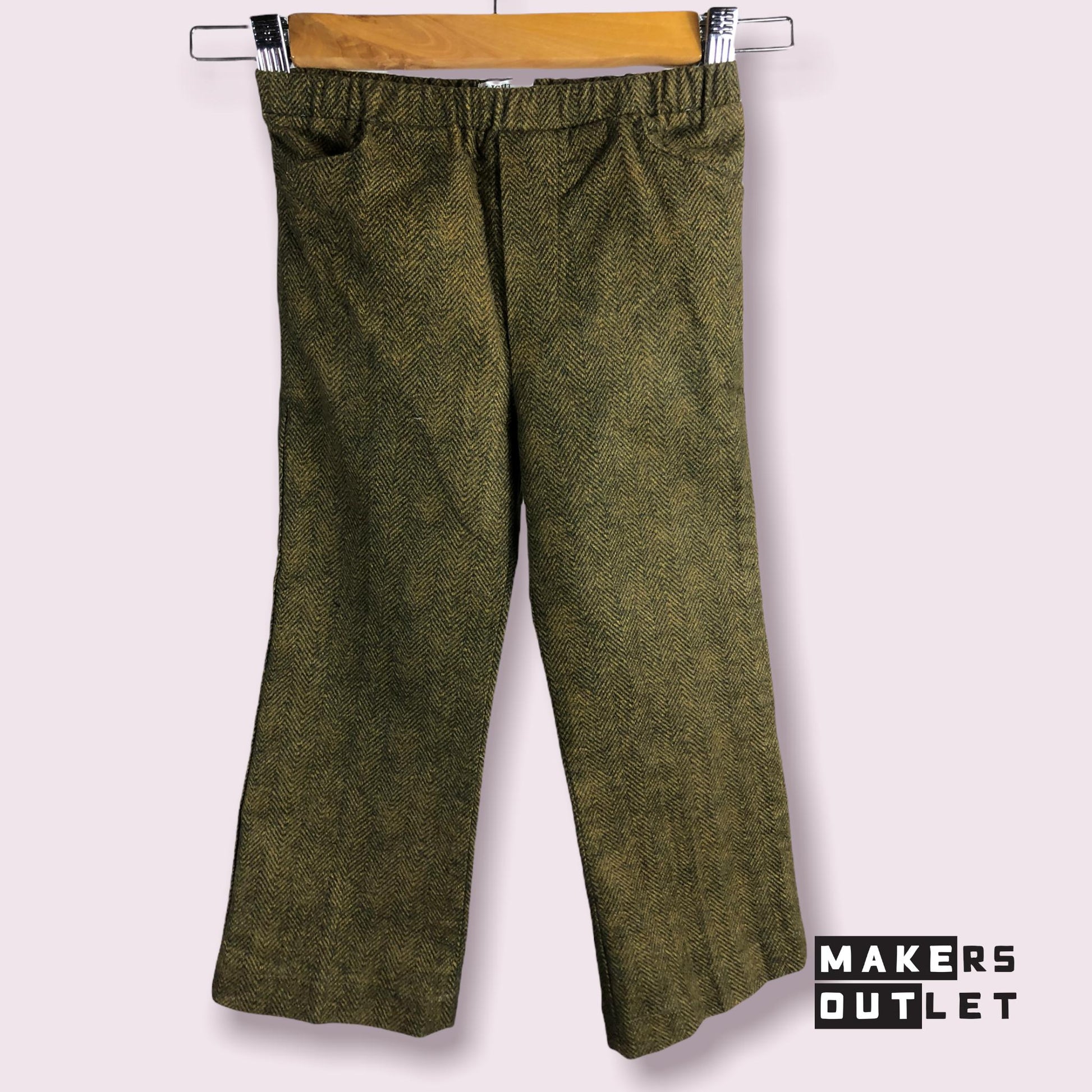Green Flannel Toddler Pants Front