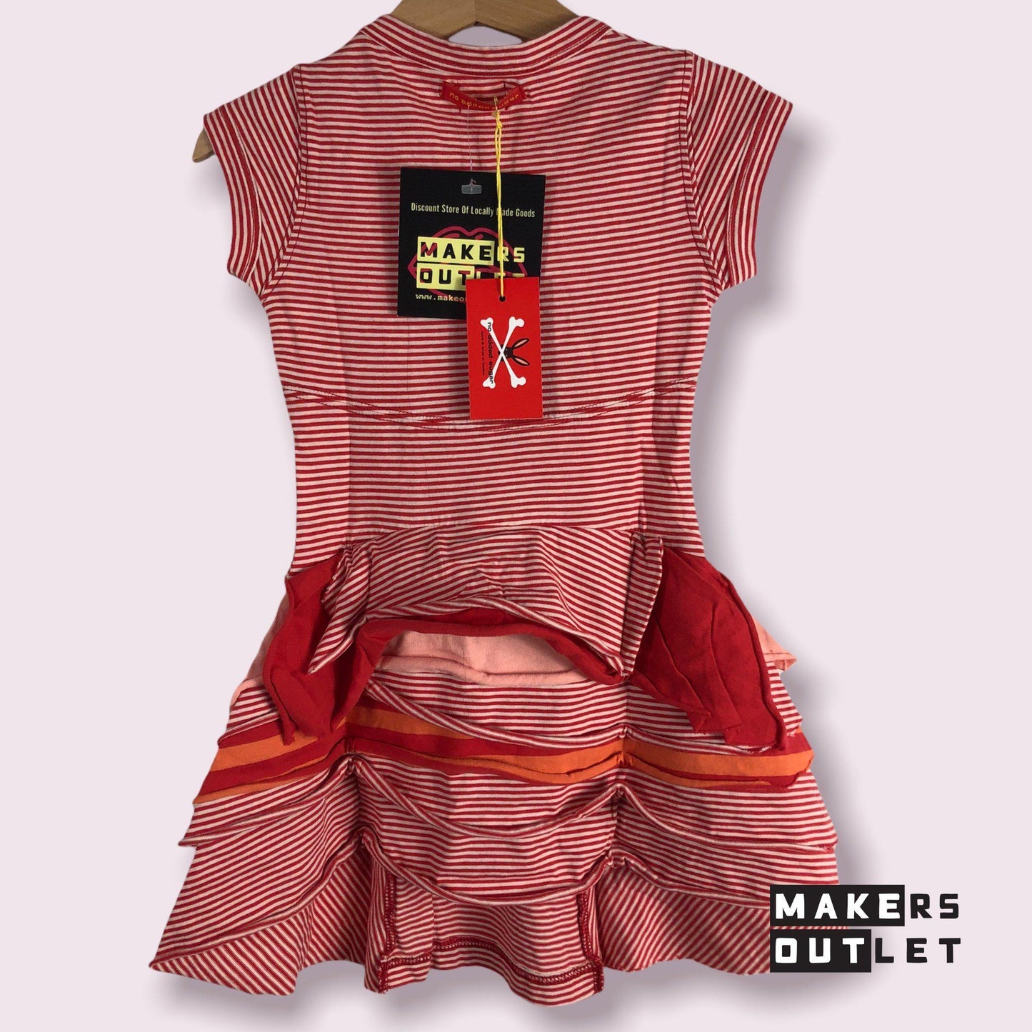 Toddler Red Striped Bustle Dress by No Added Sugar-Baby & Toddler Dresses-3T-