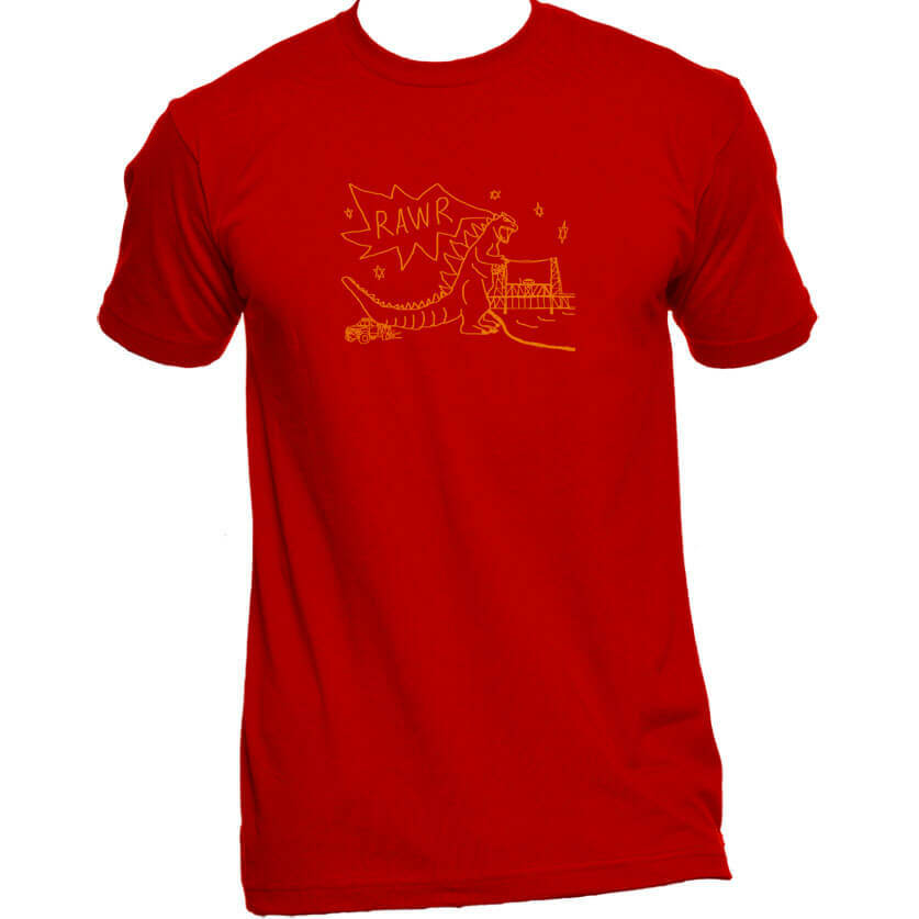 RAWR Dinosaur Unisex Or Women's Cotton T-shirt-Red-Unisex