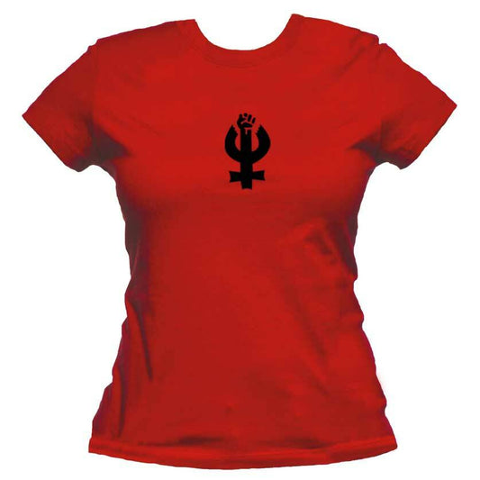 Feminist Unisex Or Women's Cotton T-shirt-Red-Woman