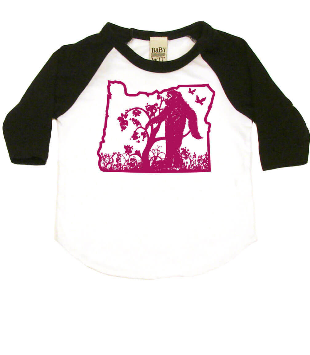 The Oregonian Bigfoot Sasquatch Infant Bodysuit or Raglan Baby Tee-White/Black-3-6 months