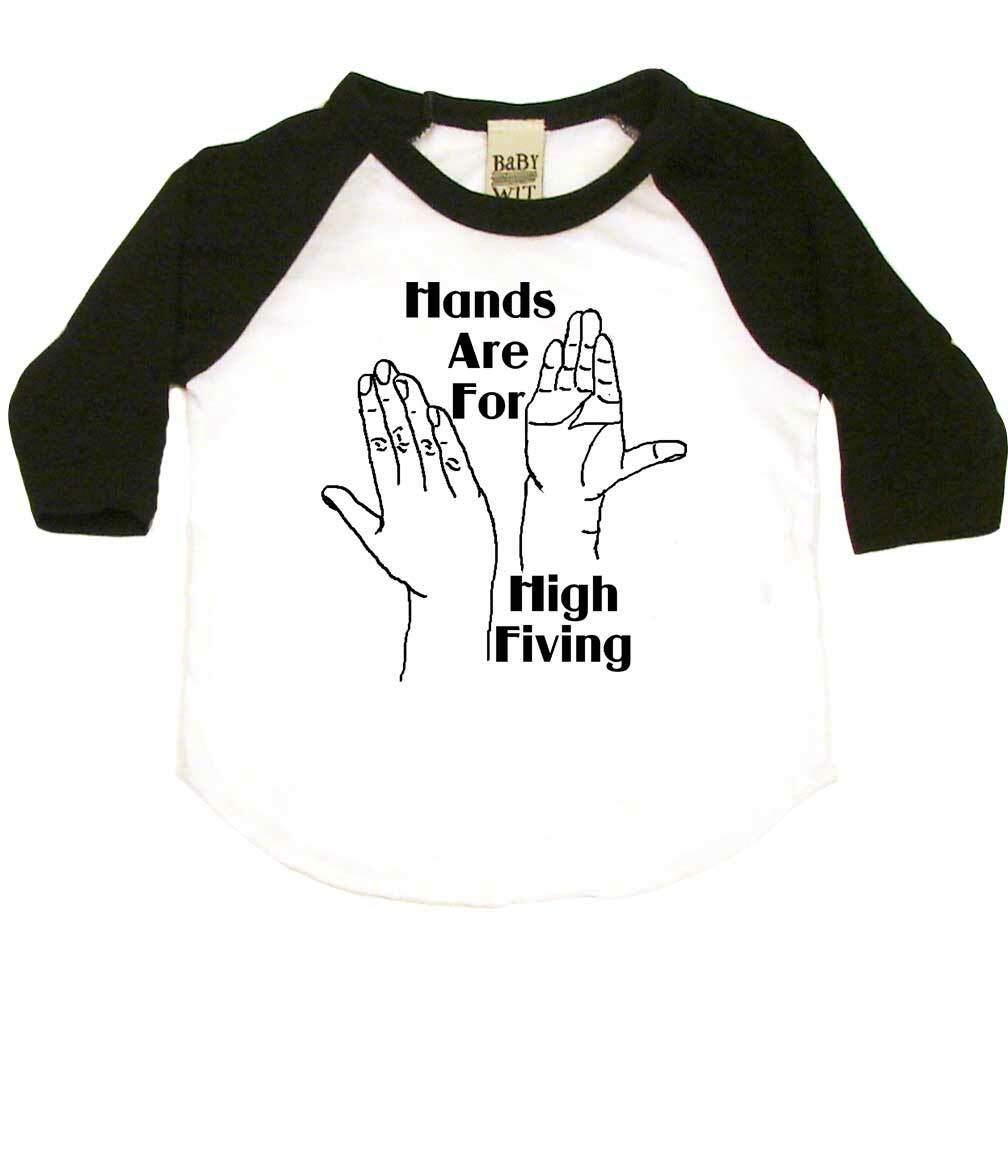 Hands High Fiving Infant Bodysuit or Raglan Tee-White/Black-3-6 months
