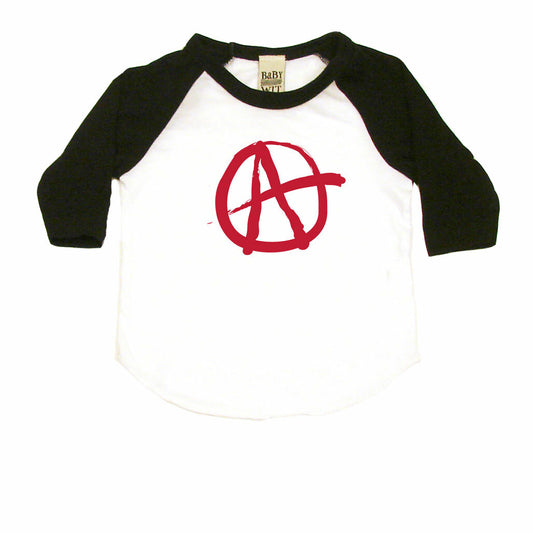 Anarchy Symbol Infant Bodysuit or Raglan Tee-White/Black-3-6 months
