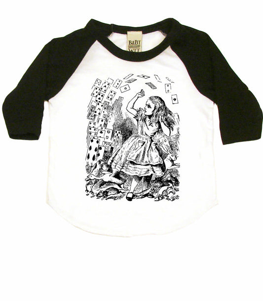 Alice In Wonderland Playing Cards Infant Bodysuit or Raglan Baby Tee-White/Black-3-6 months