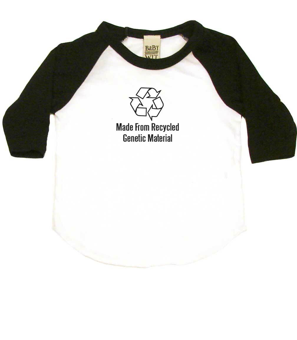 Made From Recycled Materials Infant Bodysuit or Raglan Baby Tee-White/Black-3-6 months