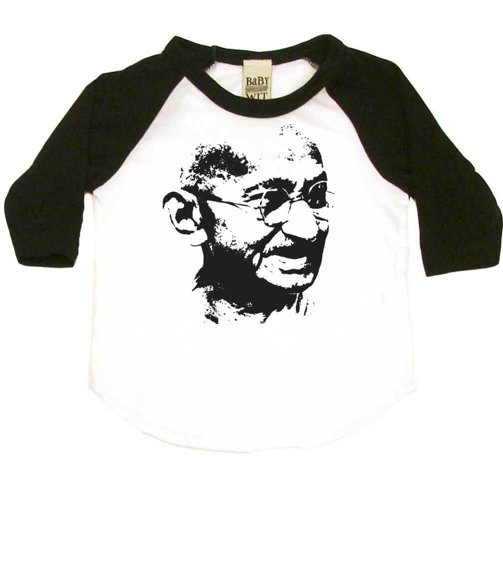 Mahatma Gandhi Be The Change Infant Bodysuit or Raglan Baby Tee-White/Black-3-6 months
