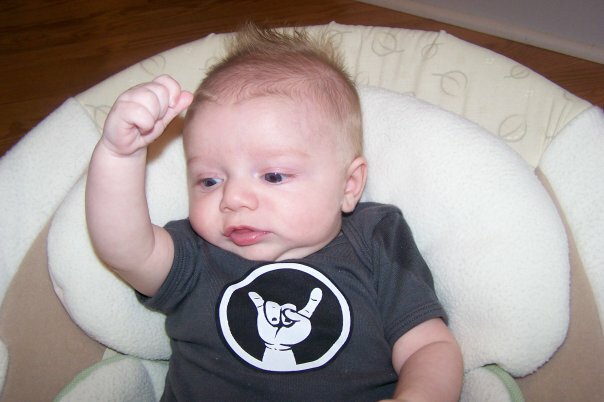 Rock Hand Symbol Infant Bodysuit or Raglan Tee-