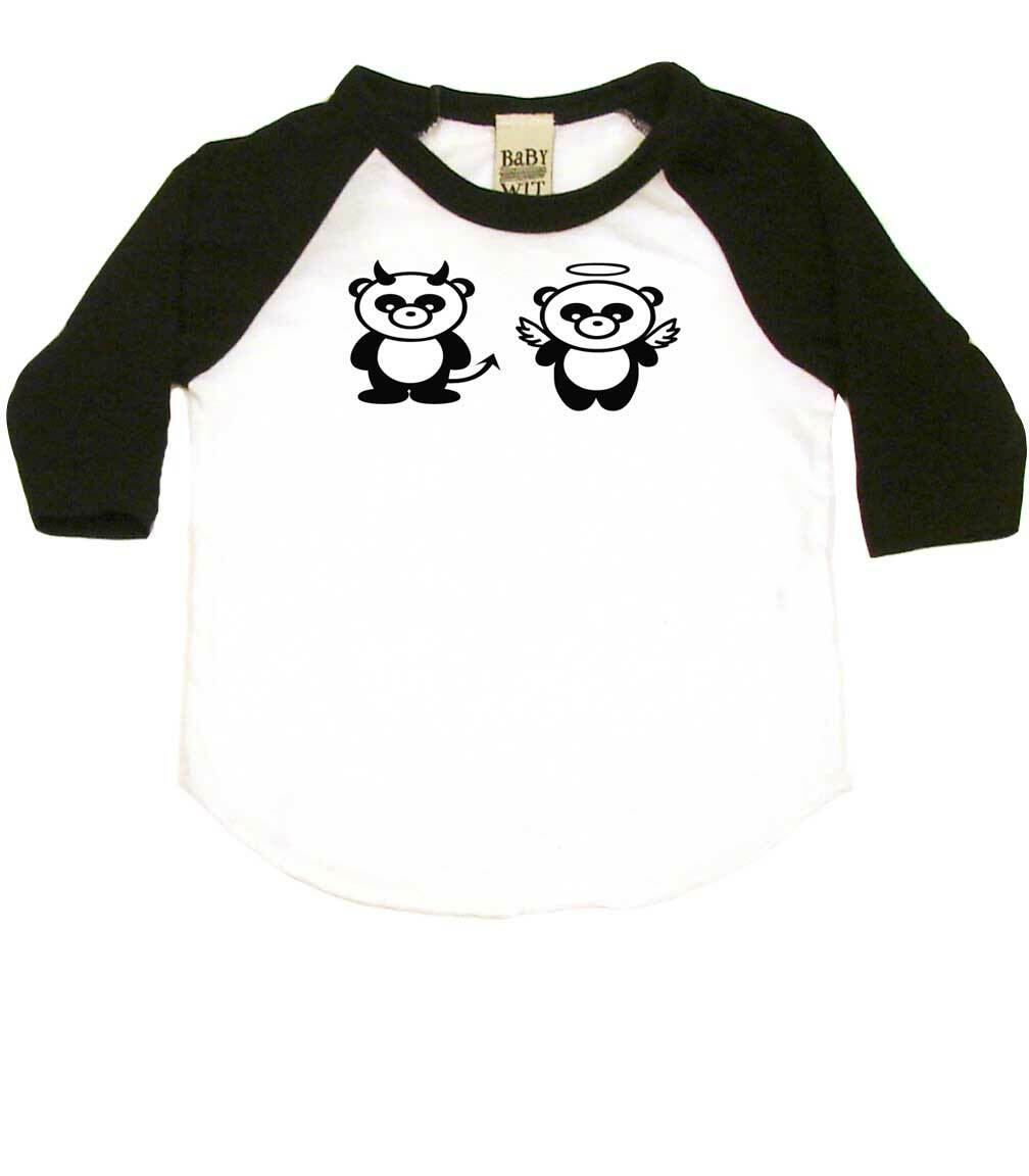 Good Panda, Bad Panda Infant Bodysuit or Raglan Tee-White/Black-3-6 months