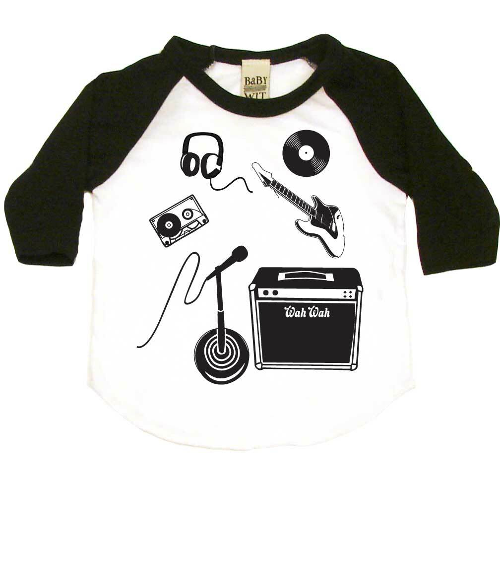 With The Band Infant Bodysuit or Raglan Baby Tee-White/Black-3-6 months