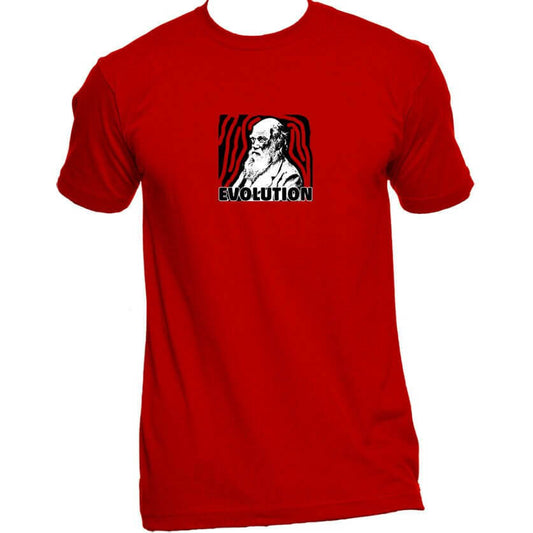 Charles Darwin Evolution Unisex Or Women's Cotton T-shirt-Red-Unisex