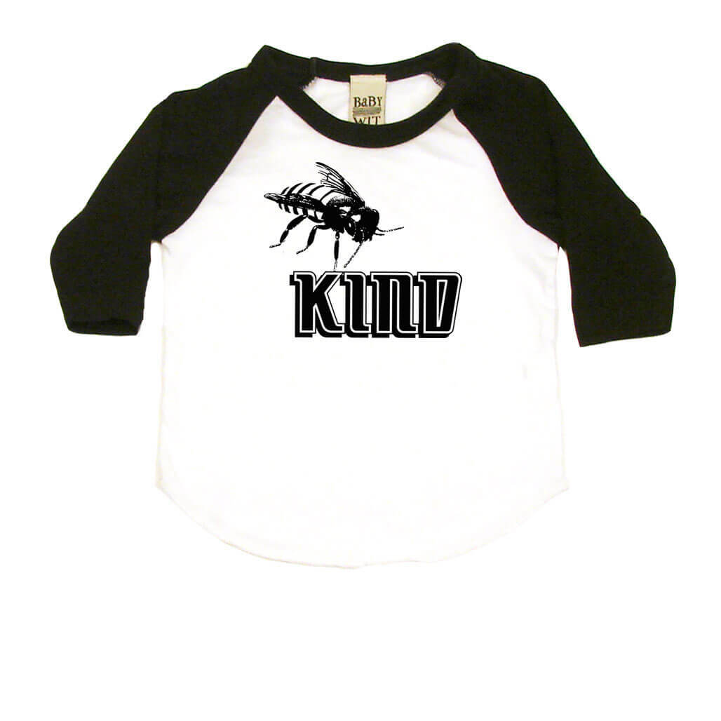 Bee Kind Infant Bodysuit or Raglan Baby Tee-White/Black-3-6 months