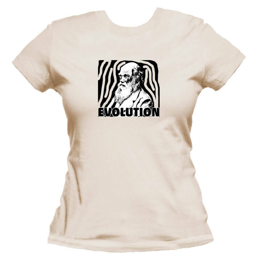 Charles Darwin Evolution Unisex Or Women's Cotton T-shirt-Organic Natural-Woman