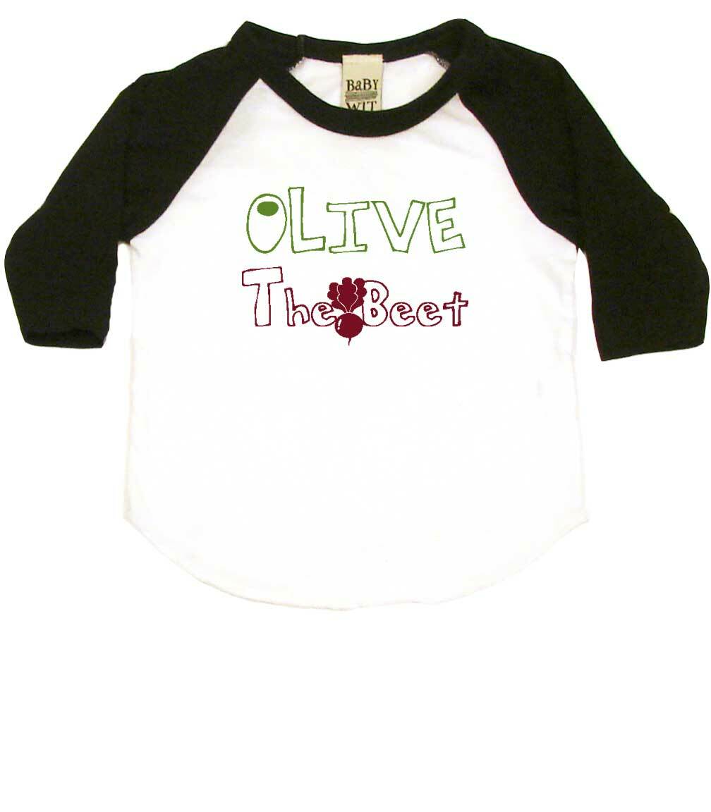 Olive The Beet Infant Bodysuit or Raglan Baby Tee-White/Black-3-6 months