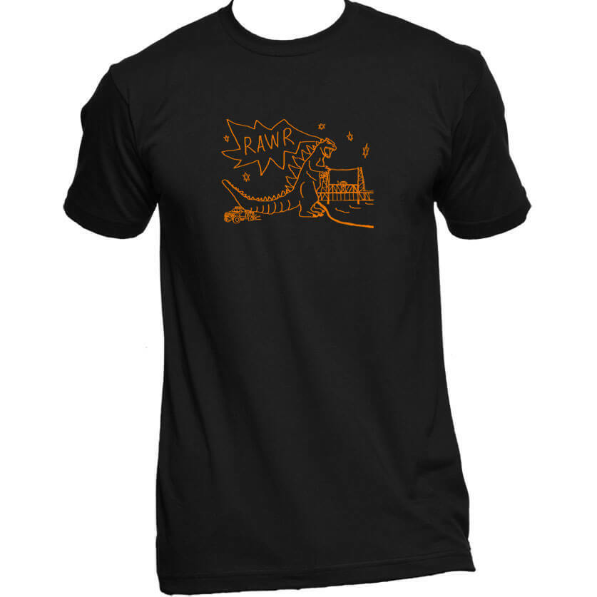 RAWR Dinosaur Unisex Or Women's Cotton T-shirt-Black-Unisex