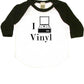 I Play Vinyl Baby One Piece or Raglan Tee-White/Black-3-6 months