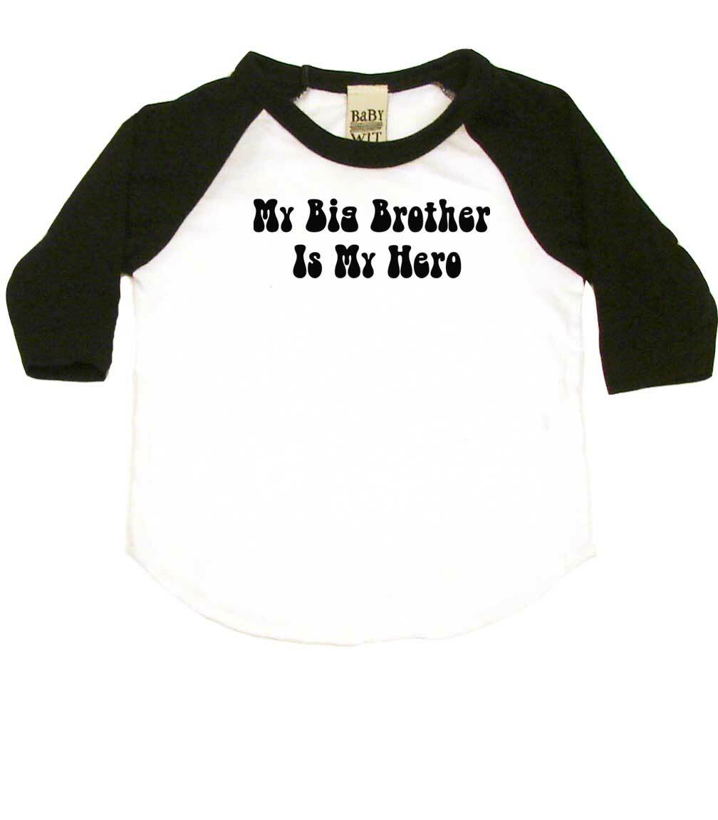 My Big Brother Is My Hero Infant Bodysuit or Raglan Tee-White/Black-3-6 months
