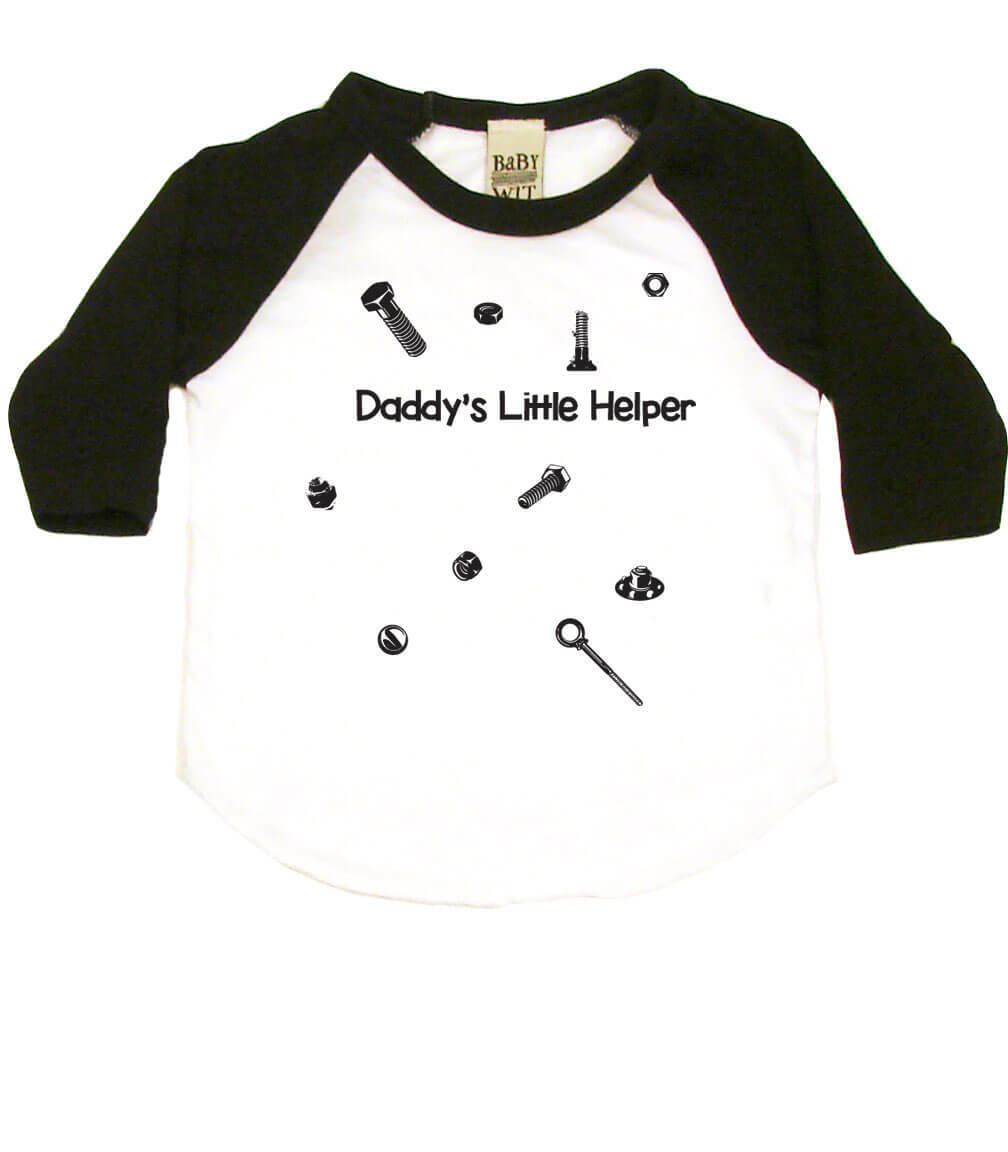 Daddy's Little Helper Infant Bodysuit or Raglan Baby Tee-White/Black-3-6 months