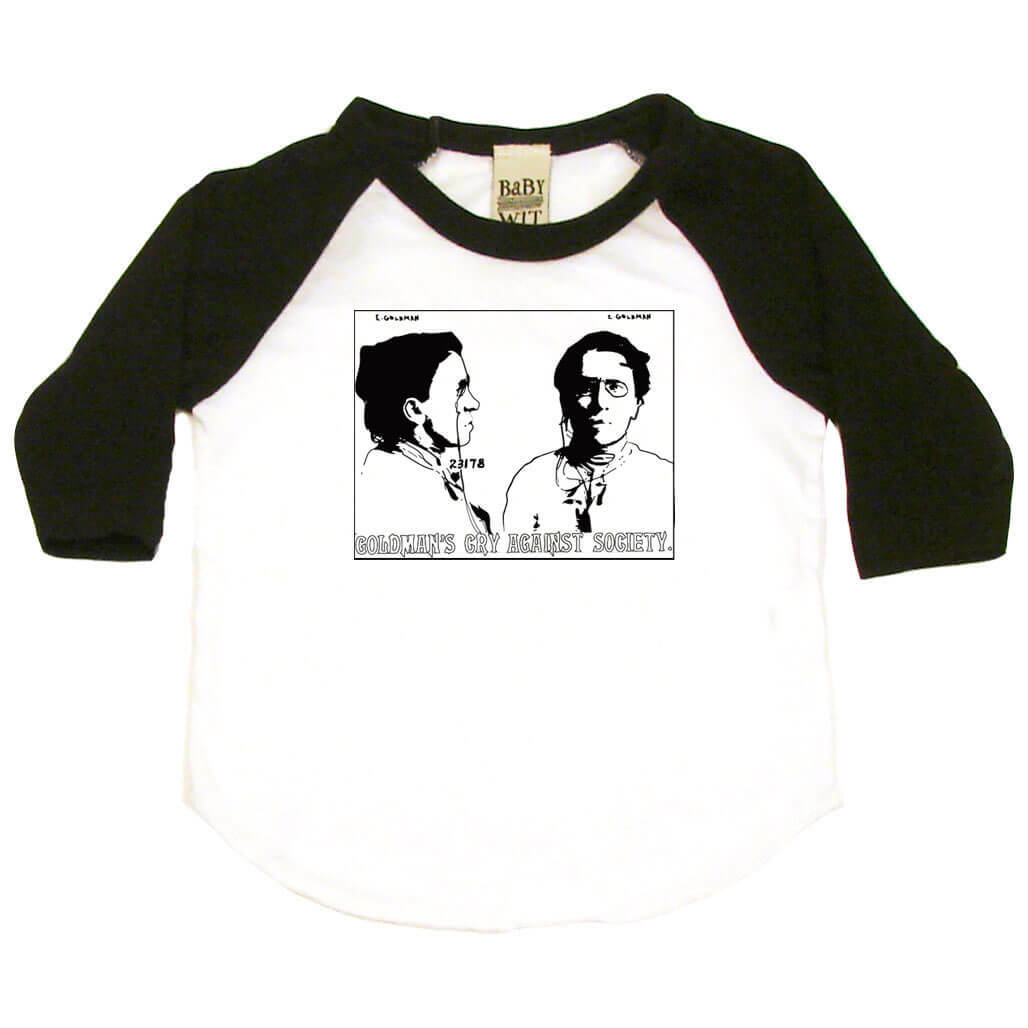 Emma Goldman Infant Bodysuit or Raglan Baby Tee-White/Black-3-6 months
