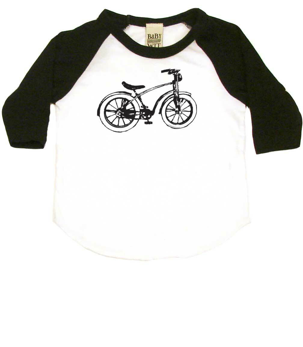 Vintage Bike Infant Bodysuit or Raglan Baby Tee-White/Black-3-6 months