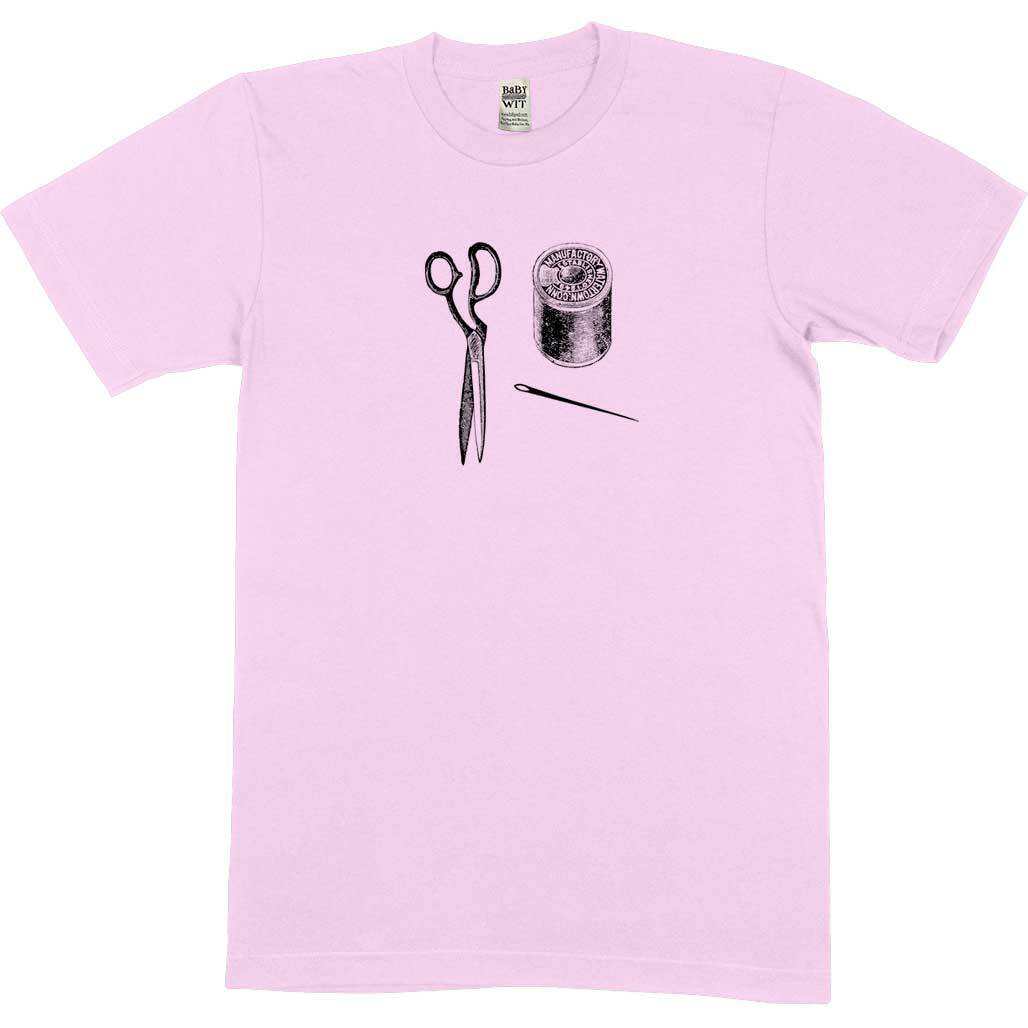 Vintage Sewing Kit Unisex Or Women's Cotton T-shirt-Pink-Unisex