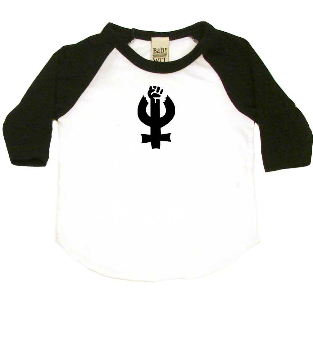 Feminist Infant Bodysuit or Raglan Tee-White/Black-3-6 months