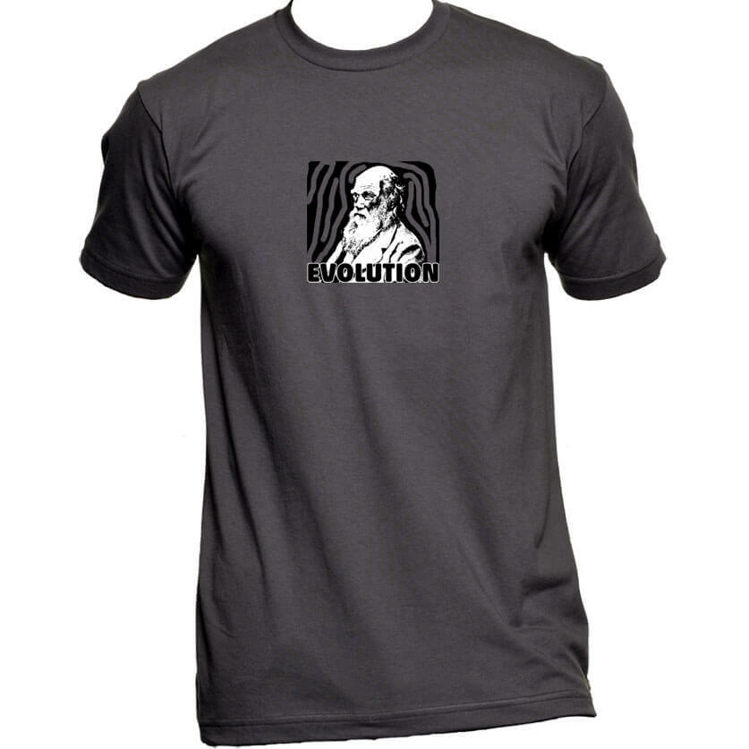 Charles Darwin Evolution Unisex Or Women's Cotton T-shirt-Asphalt-Unisex